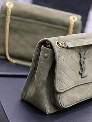 YSL Niki Shoulder Bag Green Suede 28x20x8cm - 4