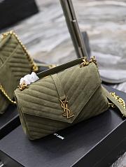 YSL College Bag Suede Green 24x17x6cm - 2