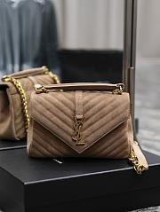 YSL College Bag Suede Brown 24x17x6cm - 1