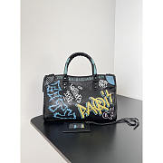 Balenciaga Agneau Graffiti Classic Hardware S City Handbag Black 30x20x10cm - 3