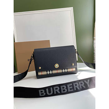 Burberry Hackberry Leather Crossbody Bag Black 25x8.5x18cm