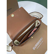 Burberry Note Brown Topstitch Leather Crossbody Bag 25x8.5x18cm - 3