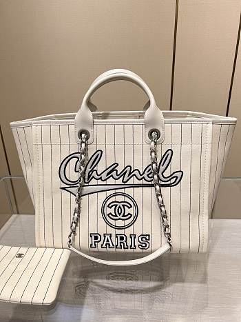 Chanel 23P Shopping Tote Deauville White Ecru 30x50x22cm