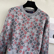 Louis Vuitton LV Multicolor Monogram Jacquard Pullover Gris - 5