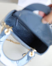 Dior Mini Lady Bag Blue Patent 17x15x7cm - 6