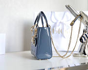 Dior Mini Lady Bag Blue Patent 17x15x7cm - 5