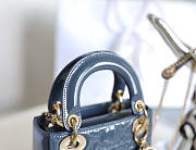 Dior Mini Lady Bag Blue Patent 17x15x7cm - 3