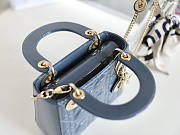 Dior Mini Lady Bag Blue Patent 17x15x7cm - 4