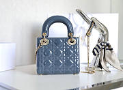 Dior Mini Lady Bag Blue Patent 17x15x7cm - 2