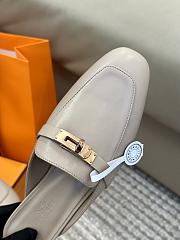 Hermes Grey Gold Mules - 3