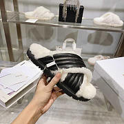 Dior D-Cross Slide Black Lambskin and White Shearling - 2