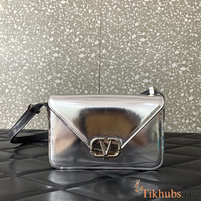 Valentino Small Garavani Shoulder Letter Bag Silver 19x12x6cm - 1