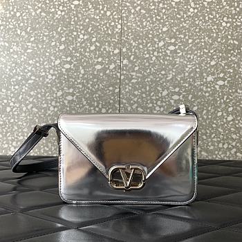 Valentino Small Garavani Shoulder Letter Bag Silver 19x12x6cm