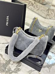 Prada Re-Edition Shearling Mini Bag Grey 22x18x6cm - 3