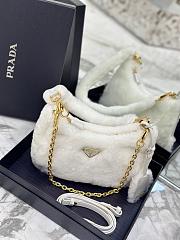 Prada Re-Edition Shearling Mini Bag White 22x18x6cm - 5