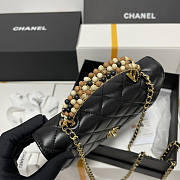 Chanel Wallet On Chain Black Lambskin Wooden Bead Bag 19.5x18x9cm - 4