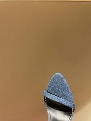 Tom Ford Padlock Leather Sandals Heels Blue Denim 10.5cm - 5