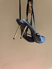 Tom Ford Padlock Leather Sandals Heels Blue Denim 10.5cm - 4