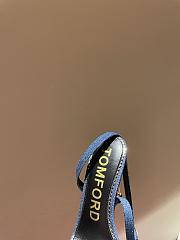 Tom Ford Padlock Leather Sandals Heels Blue Denim 10.5cm - 2