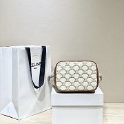 Celine Small Bucket Triomphe Canvas White 18x22x13cm - 6