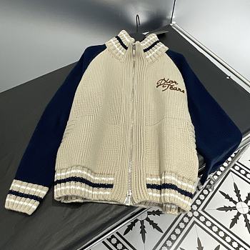 Dior Tears Zipped Blouson Beige and Navy Blue Wool 