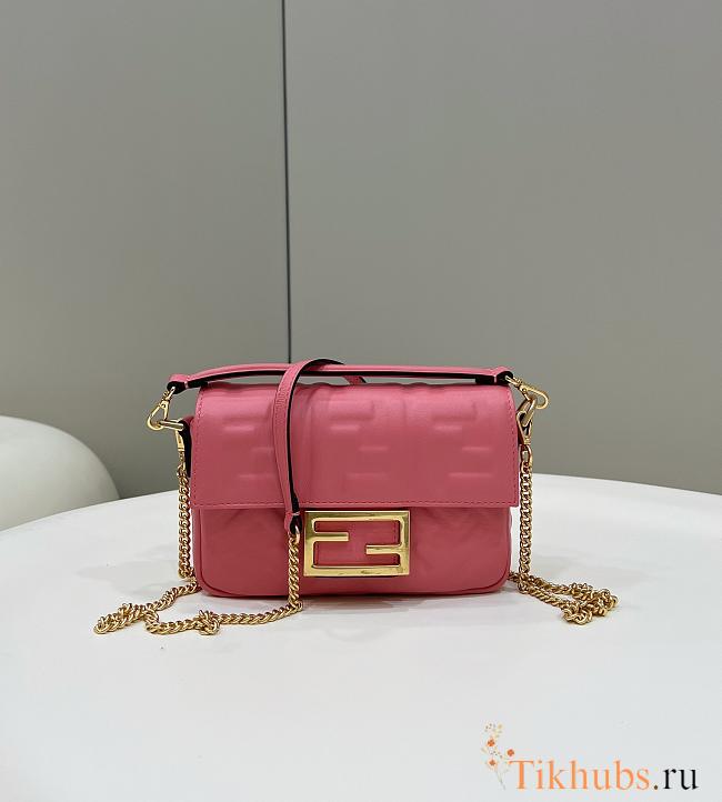 Fendi Baguette Mini Pink Nappa Leather Bag 20x13x5cm - 1