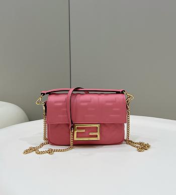 Fendi Baguette Mini Pink Nappa Leather Bag 20x13x5cm