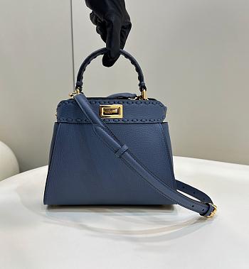 Fendi Peekaboo Mini Blue Selleria Bag 23x18x11cm