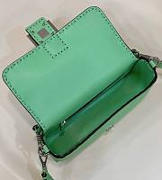 Fendi Baguette Camellia Selleria Bag Green 27x15x6cm - 5