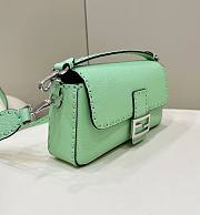 Fendi Baguette Camellia Selleria Bag Green 27x15x6cm - 2