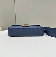 Fendi Baguette Camellia Selleria Bag Blue 27x15x6cm - 5