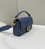 Fendi Baguette Camellia Selleria Bag Blue 27x15x6cm - 3