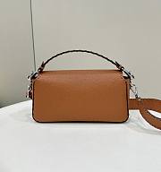 Fendi Baguette Camellia Selleria Bag Brown 27x15x6cm - 2