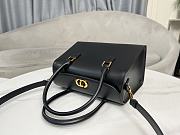 Dior Medium Boston Bag Black Box Calfskin 29x22x15cm - 5