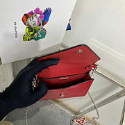 Prada Brushed Leather Shoulder Bag Red 17x9.5x3.5cm - 6