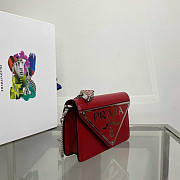 Prada Brushed Leather Shoulder Bag Red 17x9.5x3.5cm - 3
