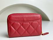 Chanel Classic Zipped Coin Purse Red Gold Caviar 7.5x11x2cm - 4