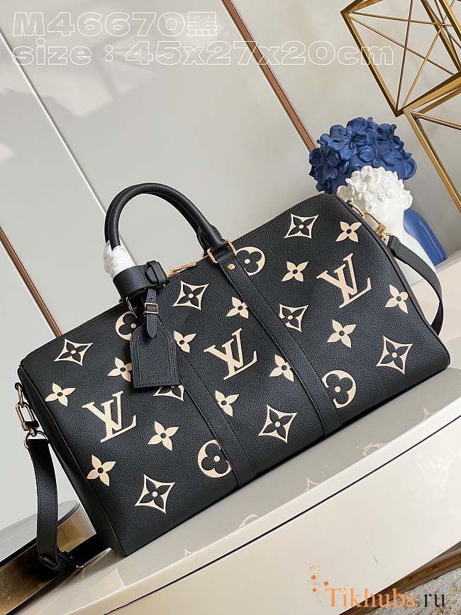 Louis Vuitton LV Keepall Bandoulière 45 Beige Black 45 x 27 x 20 cm - 1