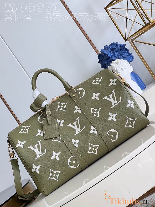 Louis Vuitton LV Keepall Bandoulière 45 Kaki Fango / Cream 45 x 27 x 20 cm - 1