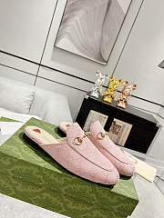 Gucci Princetown Horsebit Canvas Jacquard Pink Slippers - 1
