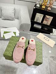 Gucci Princetown Horsebit Canvas Jacquard Pink Slippers - 2