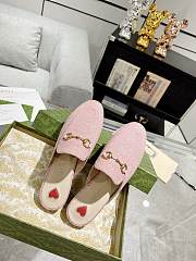 Gucci Princetown Horsebit Canvas Jacquard Pink Slippers - 5