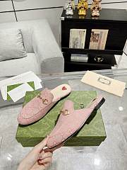Gucci Princetown Horsebit Canvas Jacquard Pink Slippers - 3