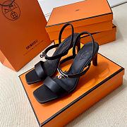 Hermes Black Silver High Heel 7.5cm - 4