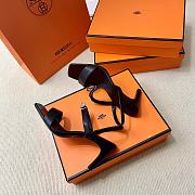 Hermes Black Silver High Heel 7.5cm - 3