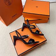 Hermes Black Silver High Heel 7.5cm - 2