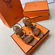 Hermes Brown Silver High Heel 7.5cm - 1