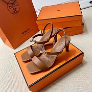 Hermes Brown Silver High Heel 7.5cm - 2