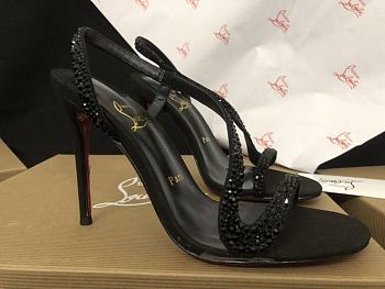 Christian Louboutin Black Rosalie Strass 100 heel Sandals