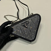 Prada Embellished Satin and Leather Mini Pouch Crystal 15x15x10cm - 3